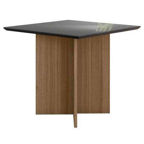 Mesa de Madeira 90 cm Harmonia com Vidro Carvalho/Grafite/Preto - Pnr Móveis