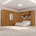 Ver imagem 1 de Guarda-Roupa de Canto com Espelho Modulado 11 Portas 4 Gavetas Portugal Marrom/Cinamomo