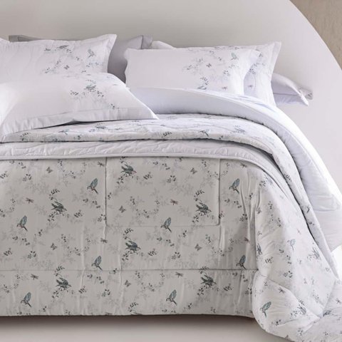 Jogo de Cama King 300 Fios Flowerbird - Kacyumara Estampado Claro