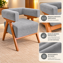 Ver imagem 2 de Poltrona Decorativa Mirela Suede Design Moderno Pés Madeira:Cinza