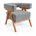 Ver imagem 4 de Poltrona Decorativa Mirela Suede Design Moderno Pés Madeira:Cinza
