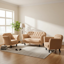 Ver imagem 1 de Kit Namoradeira + 2 Poltronas Decorativa Dália Bouclé Amarelo