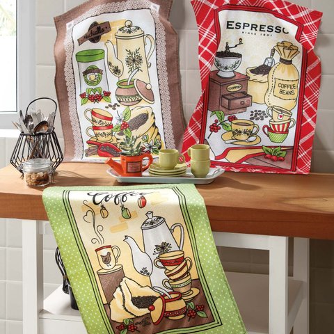 Kit 6 Panos de Prato Copa e Cozinha Dohler 100% Algodão Café