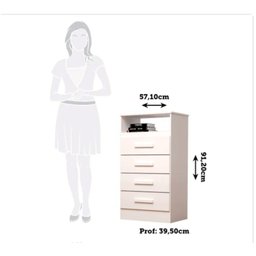 Cômoda Solteiro com 4 Gavetas 100% Mdf Jéssica Acp - 3