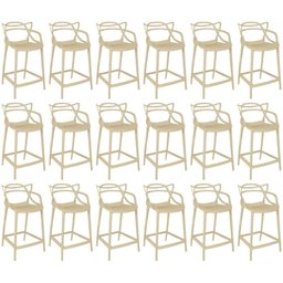 Kit 18 Banquetas Média Allegra 66cm Design Cozinha/bancada - Nude - 1