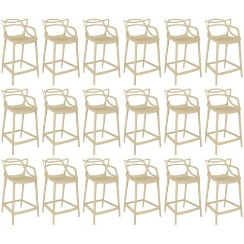 Kit 18 Banquetas Média Allegra 66cm Design Cozinha/bancada - Nude