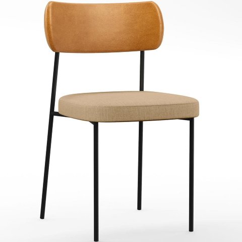 Cadeira Decorativa para Sala de Jantar Melina L02 Couríssimo Whsiky Linho Bege Escuro - Lyam Decor