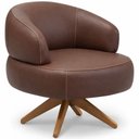 Ver imagem 1 de Poltrona Decorativa Giratória Orgânica para Sala Living Zadok L06 Couro Marrom - Lyam Decor