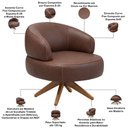 Ver imagem 4 de Poltrona Decorativa Giratória Orgânica para Sala Living Zadok L06 Couro Marrom - Lyam Decor