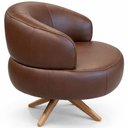 Ver imagem 5 de Poltrona Decorativa Giratória Orgânica para Sala Living Zadok L06 Couro Marrom - Lyam Decor