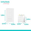 Ver imagem 3 de Quarto de Bebê Duda 3 Portas e Berço Americano Mini Cama Mel Branco Brilho com Colchão – Phoenix Bab