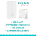 Ver imagem 7 de Quarto de Bebê Duda 3 Portas e Berço Americano Mini Cama Mel Branco Brilho com Colchão – Phoenix Bab