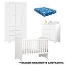Ver imagem 1 de Quarto de Bebê Duda 3 Portas e Berço Americano Mini Cama Mel Branco Brilho com Colchão – Phoenix Bab