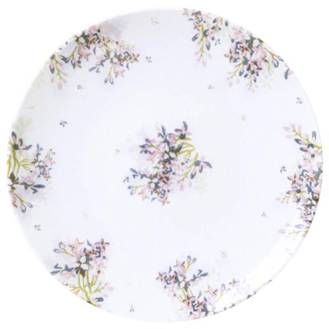Prato Sobremesa Tramontina Fogli em Porcelana Decorada 19cm Cozinha Servir Doces Tortas