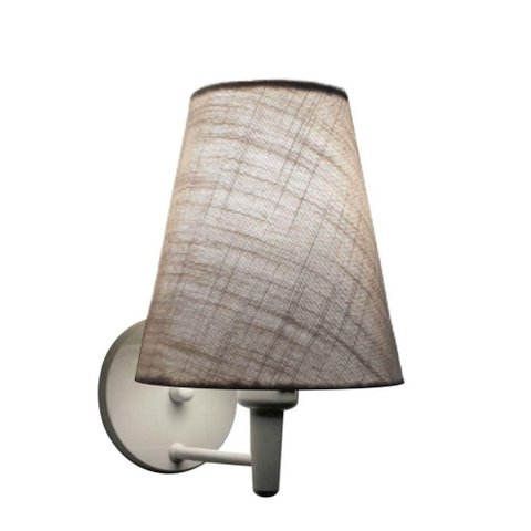 Arandela Cone Md-2007 Base Branco Cúpula em Tecido 20-08x18cm Rustico Cinza - Bivolt