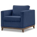 Ver imagem 4 de Poltrona Aspen Base Fixa Madeira Suede Azul Marinho Sala de Estar Recepção
