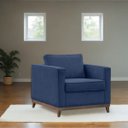 Ver imagem 1 de Poltrona Aspen Base Fixa Madeira Suede Azul Marinho Sala de Estar Recepção