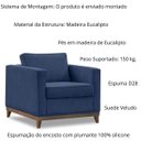 Ver imagem 3 de Poltrona Aspen Base Fixa Madeira Suede Azul Marinho Sala de Estar Recepção
