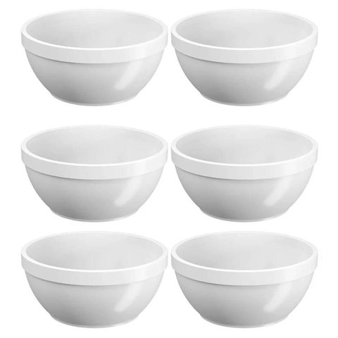 Kit 6 Cumbucas Plásticas 300ml Brancas Bowl Sobremesa Sorvete Sopa Caldos Uno Coza