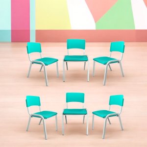 Kit 6 Cadeiras Iso Infantil Escolar e Creche