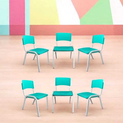 Kit 6 Cadeiras Iso Infantil Escolar e Creche