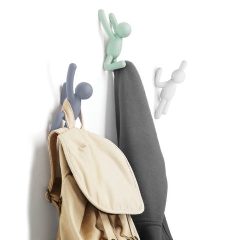 BUDDY - CONJUNTO CABIDEIROS DE PAREDE COM 3 PEÇAS CORES PASTÉIS UMBRA