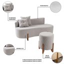 Ver imagem 3 de Conjunto Sofá Curvo Orgânico + 01 Puff Luna Boucle Cinza Claro - Montanaris Decor