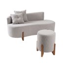 Ver imagem 2 de Conjunto Sofá Curvo Orgânico + 01 Puff Luna Boucle Cinza Claro - Montanaris Decor