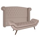 Ver imagem 1 de Kit Cabeceira Estofada Box Casal Valencia e Recamier Veneza 140 Cm Sl-70 - Linho Bege