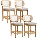 Ver imagem 1 de Kit 4 Banquetas Baixa Bar Cozinha Sala de Jantar Betta L02 Mel Tela Bouclê Creme - Lyam Decor