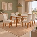 Ver imagem 1 de Conjunto de Mesa de Jantar Dublin 180 Tp MDF Vidro Canto Copo 6 Cadeiras Irlanda