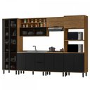 Ver imagem 2 de Cozinha Completa Valentina 11 Portas 2 Gavetas 100% Mdf Freijó/nero - Panorama Móveis