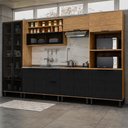 Ver imagem 1 de Cozinha Completa Valentina 11 Portas 2 Gavetas 100% Mdf Freijó/nero - Panorama Móveis