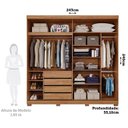 Ver imagem 5 de Guarda-Roupa Casal 2 Portas de Correr com 2 Espelhos e Pés 243cm 100% MDF Marsala Espresso Móveis Bege/Cinamomo/Off White