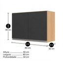 Ver imagem 3 de Armário Aéreo Cozinha Andréia 80cm 2 Portas Multiuso Mdp Funcional Amêndoa Preto - Desk Design