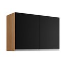 Ver imagem 1 de Armário Aéreo Cozinha Andréia 80cm 2 Portas Multiuso Mdp Funcional Amêndoa Preto - Desk Design