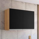 Ver imagem 2 de Armário Aéreo Cozinha Andréia 80cm 2 Portas Multiuso Mdp Funcional Amêndoa Preto - Desk Design