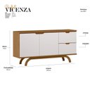 Ver imagem 3 de Buffet Aparador 100% MDF 2 Portas 2 Gavetas 150cm Vicenza