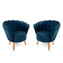 Ver imagem 2 de kit 02 Poltronas Pétala Decorativa para Sala e Quarto Pés Palito Veludo Azul Marinho - W&D Decor