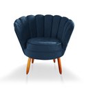 Ver imagem 3 de kit 02 Poltronas Pétala Decorativa para Sala e Quarto Pés Palito Veludo Azul Marinho - W&D Decor