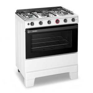 Fogão a Gás 5 Bocas Automático Ideal Super Branco Mesa Inox F5iab - Esmaltec
