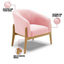 Ver imagem 5 de Kit Poltrona e Puff Base Madeira Castanho Cor Rosa Bebê