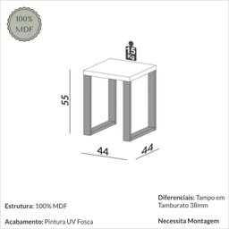 Mesa Lateral 100% Mdf 44cm X 55cm Industrial - 3