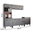 Ver imagem 4 de Armário de Cozinha Laís 11 Portas 1 Gaveta Cinza - Pnr Móveis
