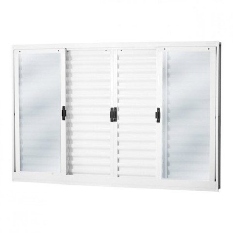 Janela de Aço Veneziana de Correr 100x200cm 6 Folhas Minas Sul MGM Branco