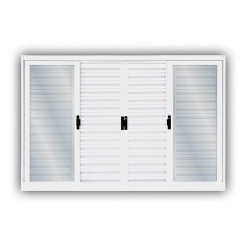 Janela de Aço Veneziana de Correr 120x200cm 6 Folhas Minas Sul MGM Branco