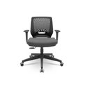 Ver imagem 1 de Cadeira Beezi Plaxmetal com Braços Reguláveis Encosto Preto Assento em Poliéster Cinza T57 Base Nylo