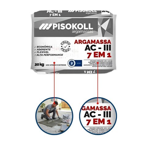 Argamassa Ac Iii Int/Ext 7 em 1 Cinza - Pisokoll