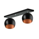 Ver imagem 1 de Lustre Plafon Bola 15 cm Retangular Duplo Preto com Cobre