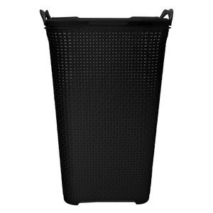 Cesto Rattan Tampa Basculada Grande Luxo Preto 50 Litros
